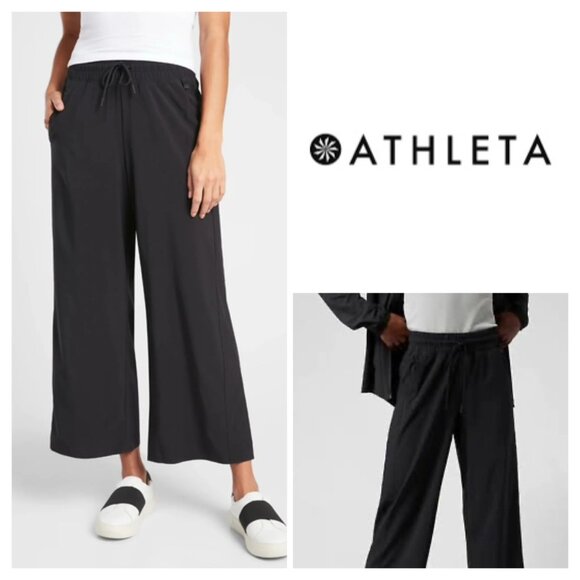 Athleta avenue wide leg crop pant 4 Black - Picture 3 of 16
